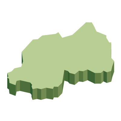 ルワンダ共和国無料フリーイラスト｜無地・立体(緑)